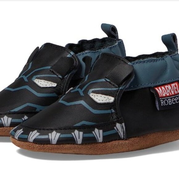 NEW IN BOX Robeez Marvel Black Panther Soft Soles Baby Shoes 0-6 Months - Picture 2 of 5
